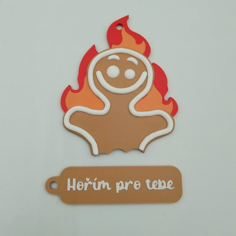 Závěsný 3D perníček „Hořím pro tebe“