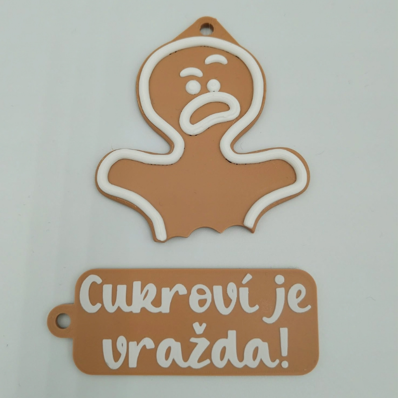 Závěsný 3D perníček „Cukroví je vražda“